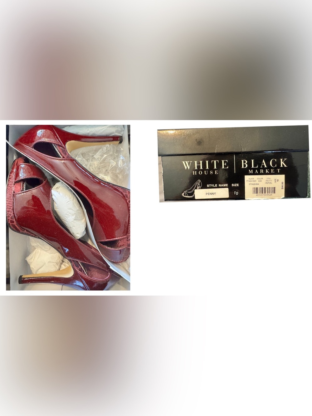 White House Black Market Patent Penny Pumps in Deep Wine